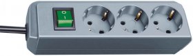 Brennenstuhl Three-way Plug Adaptor - Eco-line Steckdosenleiste Mit Schalter 3-fach Silbergrau 1,5m