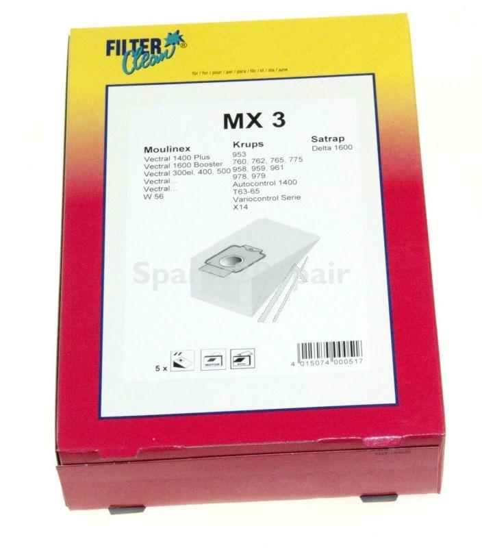 Filterclean Vacuum Cleaner Bags - Mx3 000065-k Paper Dust Bag X5+3 Filters