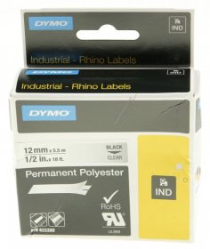Dymo Colour Cartridge - Schriftband Schwarz Auf Transparent 12mm-5,5m Fur Rhino 4200