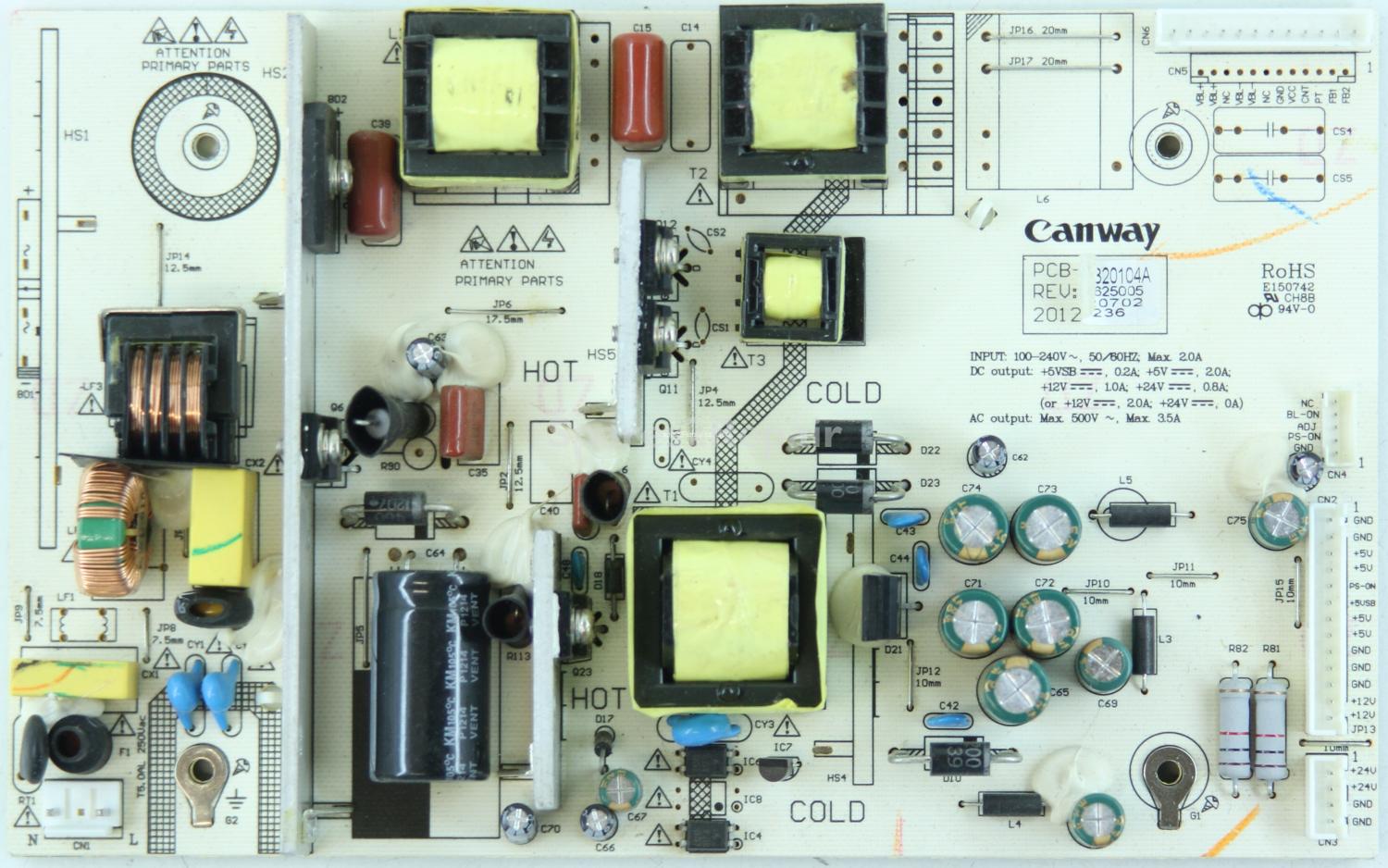 Cello C32119F - PSU - PCB-012 - REV:1.2 - KW-PIV320104A - ZL120625005 - 20120702