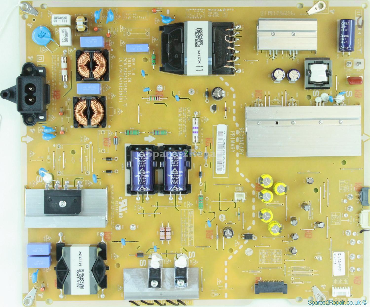 LG 60UH770V - Power Supply - EAY64249901 - EAX66735501 (1.7) - REV 1.0 - 3PCR01375A - PLDH-L513A