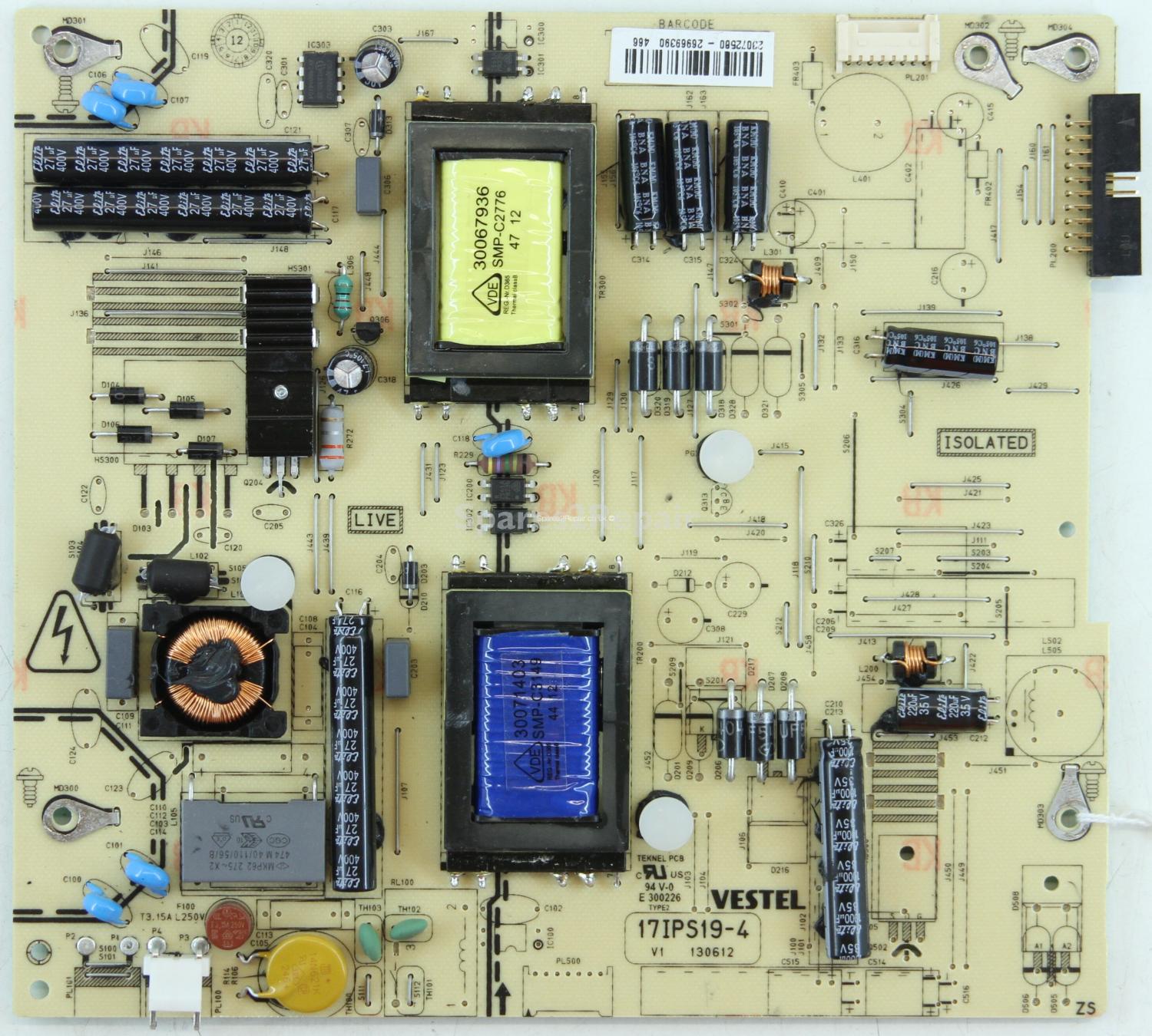 Toshiba 32W1333B - PSU - 23072580 - 17IPS19-4 - V1 - 130612